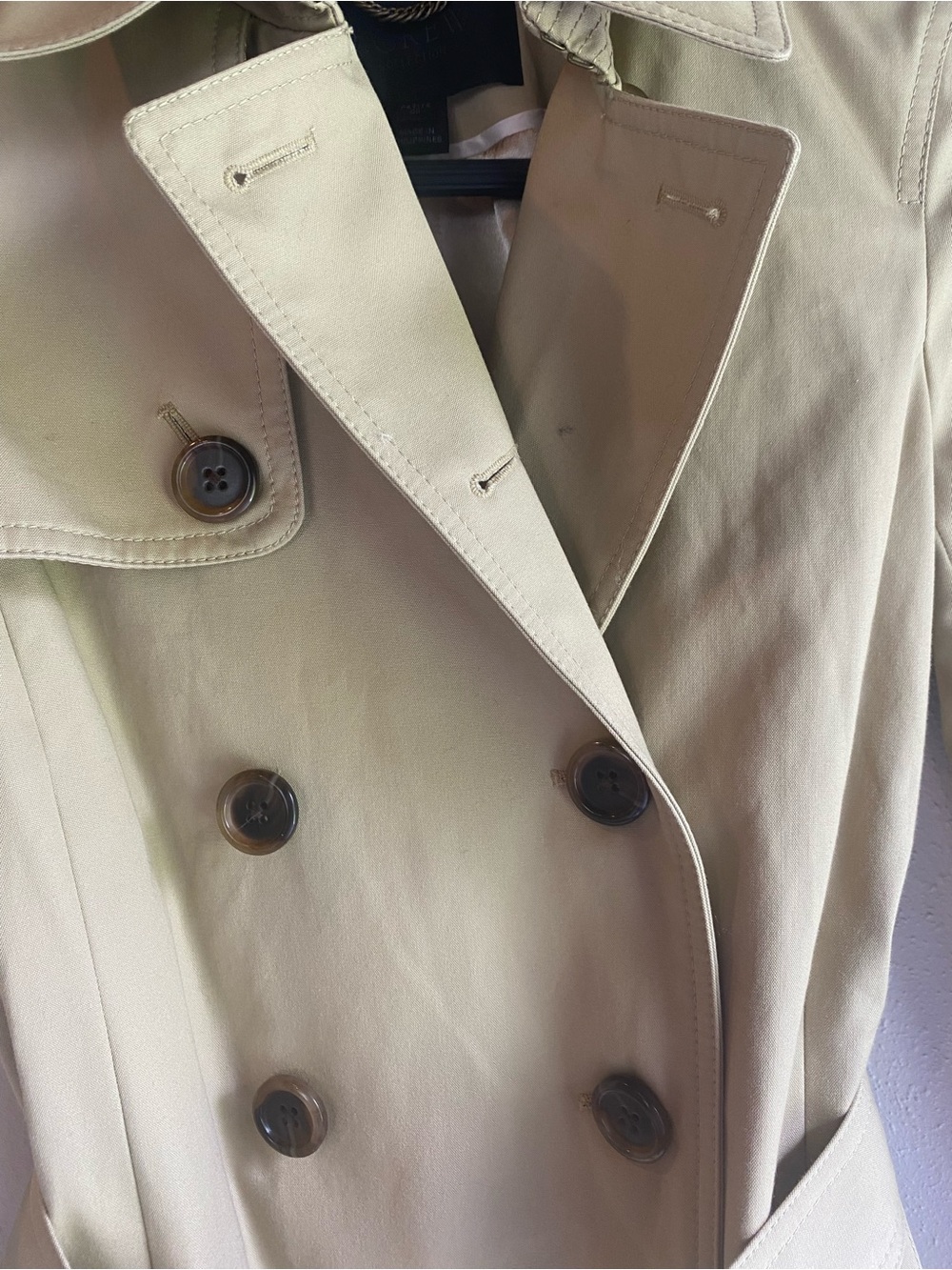 J Crew Classic Beige Trench Coat - Women's Double-Breasted Jacket - Picture 2 of 6